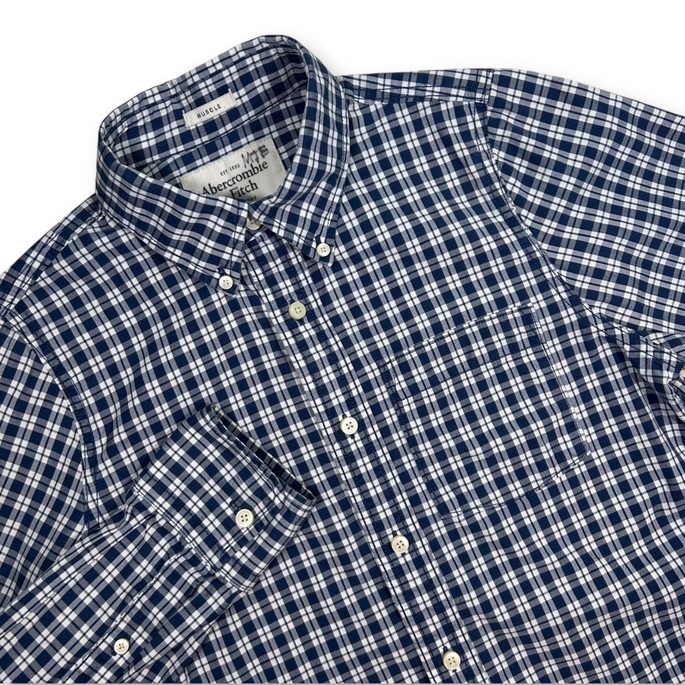 Abercrombie & Fitch Muscle Fit Button Down‎ Shirt Plaid Check Long Sleeve Mens S